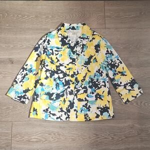 Christopher & Banks  Cotton Jacket Women Medium womens Floral blazer